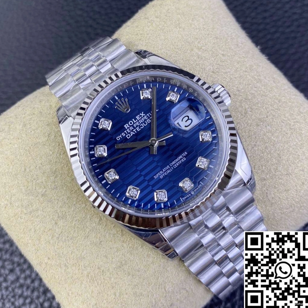 Rolex Hourmarker 36MM Dial Factory Motif Datejust Blue Diamond M126234 Steel Clean Stainless 1213